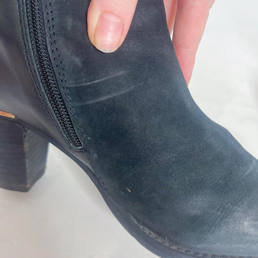Steve Madden Wantagh Black Leather Suede Booties Ankle Boots Size 9