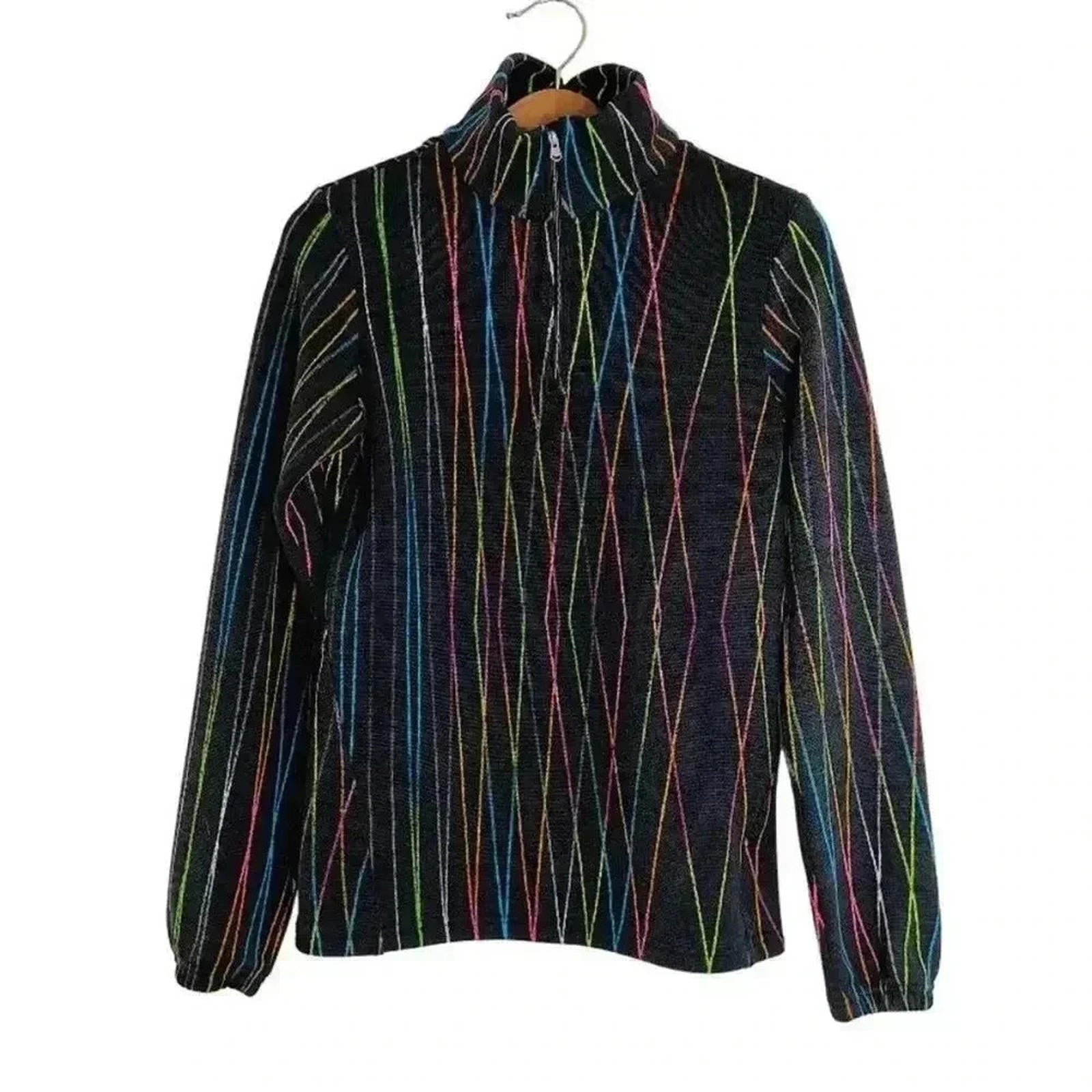 Spyder Black Neon Lines Fleece Quarter Zip Women's Size M