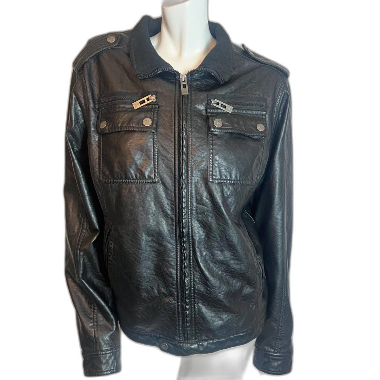 y2k Vintage Brave Sould Faux Leather Moto Jacket Women's Size M