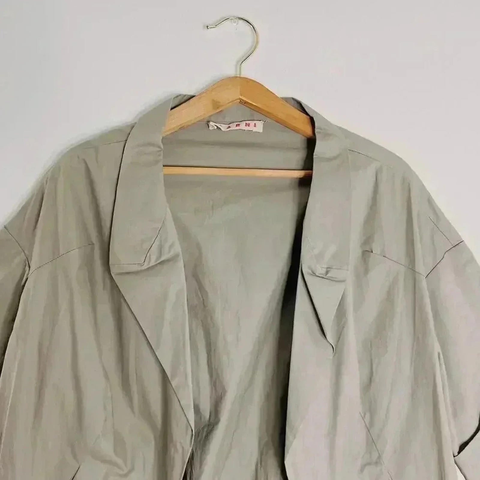 Marni Short Sleeved Tan Taupe Utility Cardigan Top Minimalist Brutalist Size 4