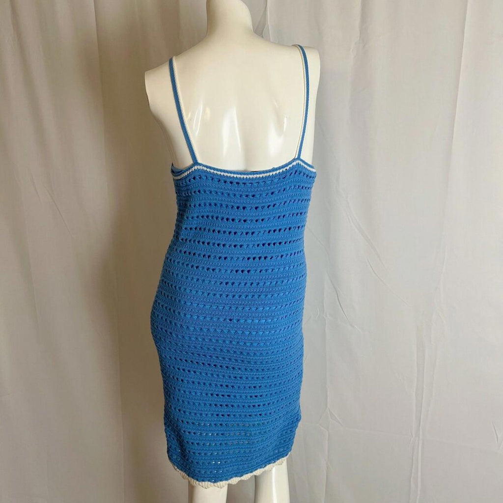 Willow & Wind Blue White Crochet Dress Summer Coconut Girl Women's Size M