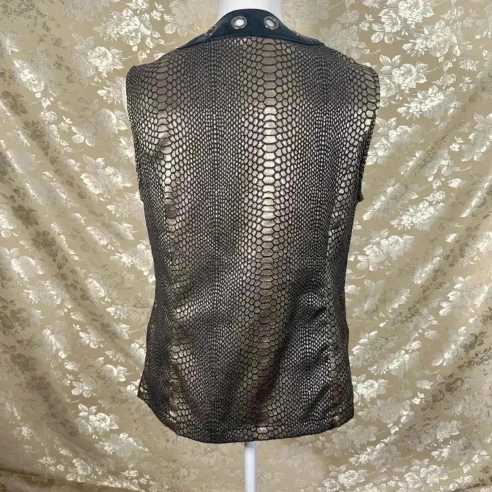 Vintage Ami Snakeprint Faux Leather Vest With Rivets Size M Punk Alternative