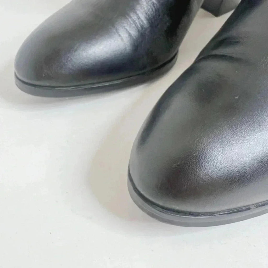 Louise Et Cie Lo Zalia Black Leather Heeled Bootie Buckled Boots Size 9.5