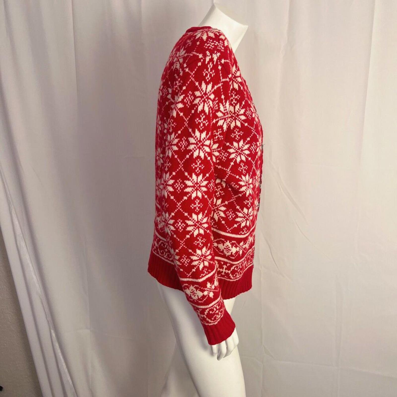 Vintage Lamb's Wool Casual Corner Fair Isle Sweater Cardigan Snowflakes Size S