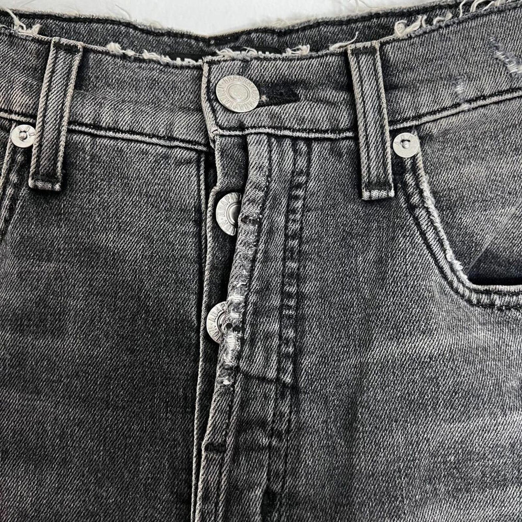 Adaptation Dark Grey Charcoal Jeans High Rise Distressed Flared Denim Grunge