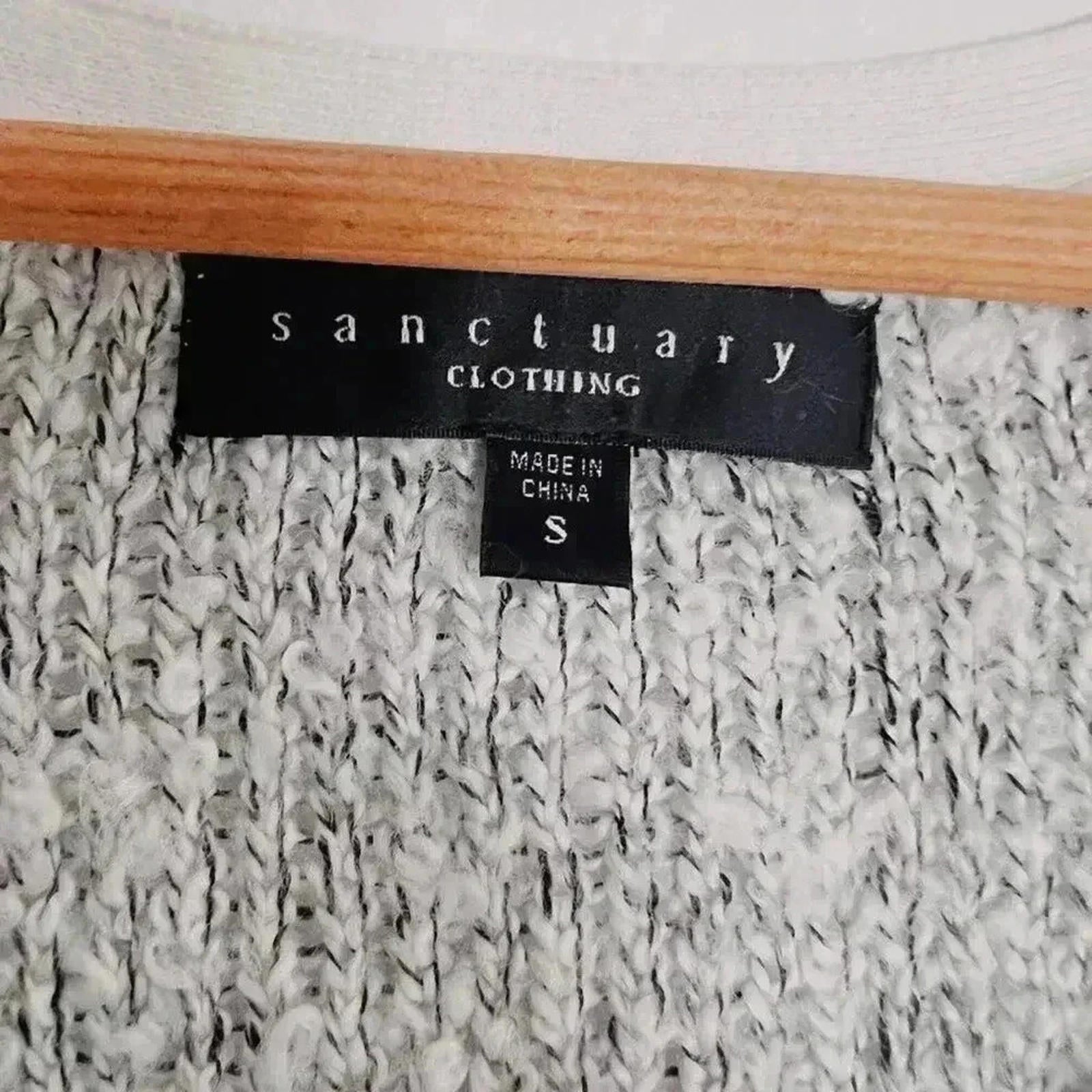 Sanctuary Grey V Neck Knit Varsity Sweater White Collar Preppy Women's Size S