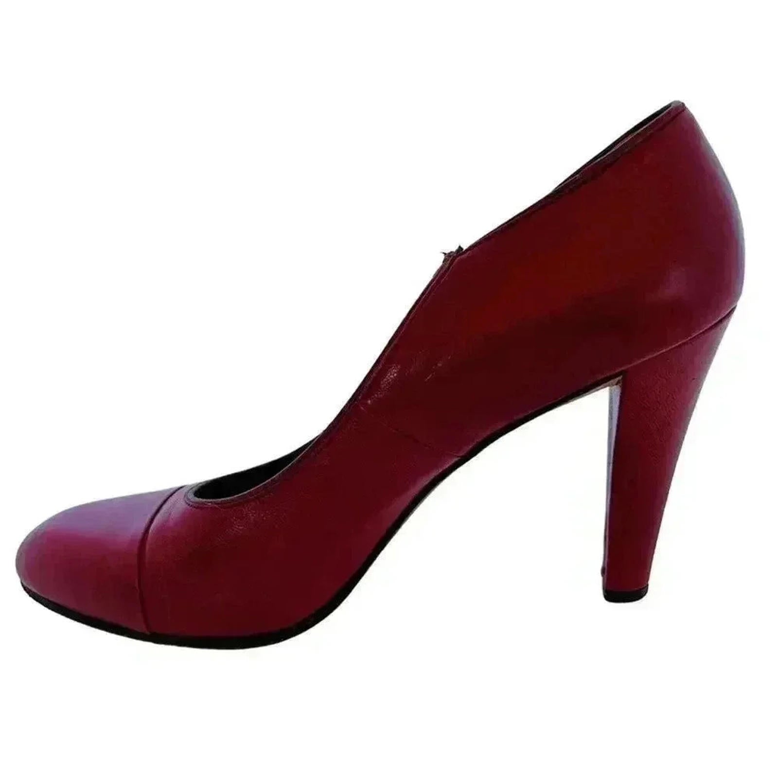 YSL Yves Saint Laurent Vintage Dark Red Leather Pumps Heels Pumps Size 8 US