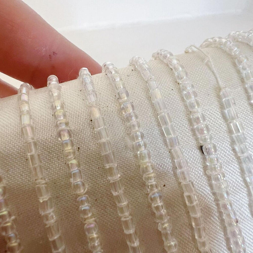 Vintage 80s La Regale White Beaded Evening Bag Clutch Structured