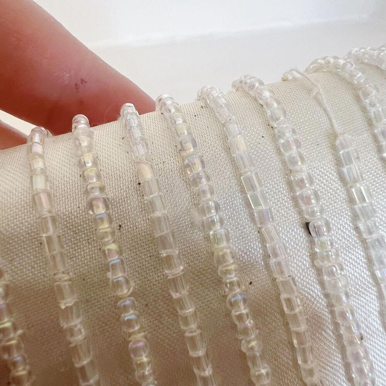 Vintage 80s La Regale White Beaded Evening Bag Clutch Structured