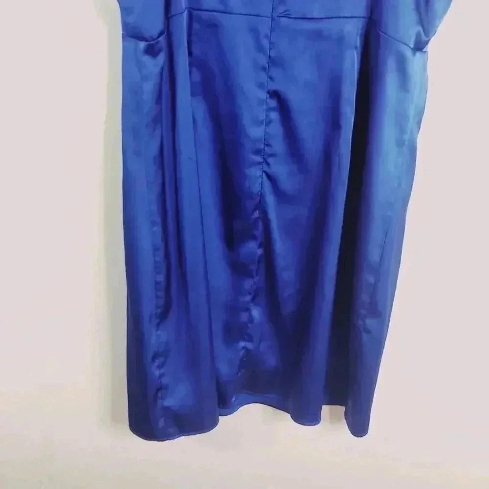 Aqua Electric Blue Satin Mini Dress Formal Cocktail Prom Women's Size M