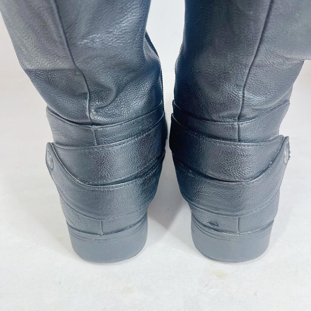 Life Stride X-Amy Black Faux Leather Wide Calf Riding Boots Knee High Size 6.5