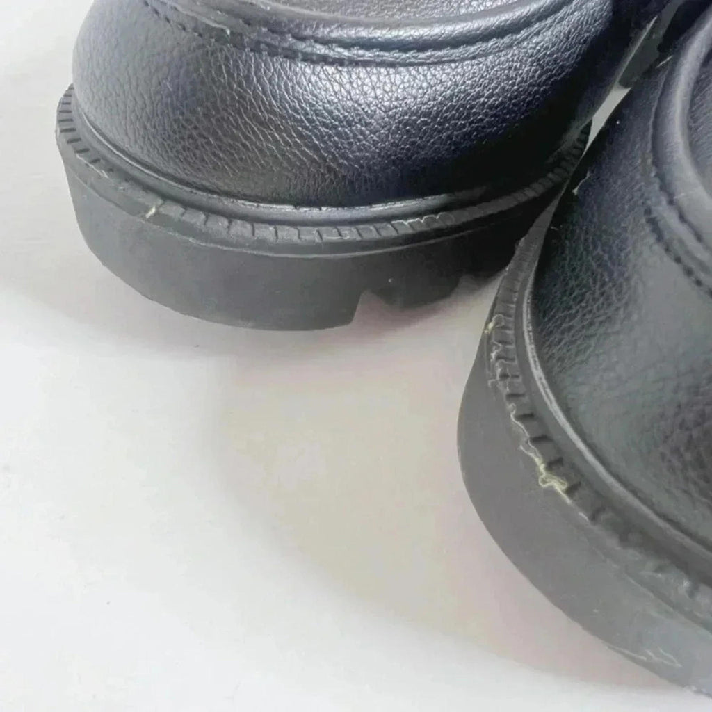 Dolce Vita Black Leather Platform Heeled Loafers Women's Size 10