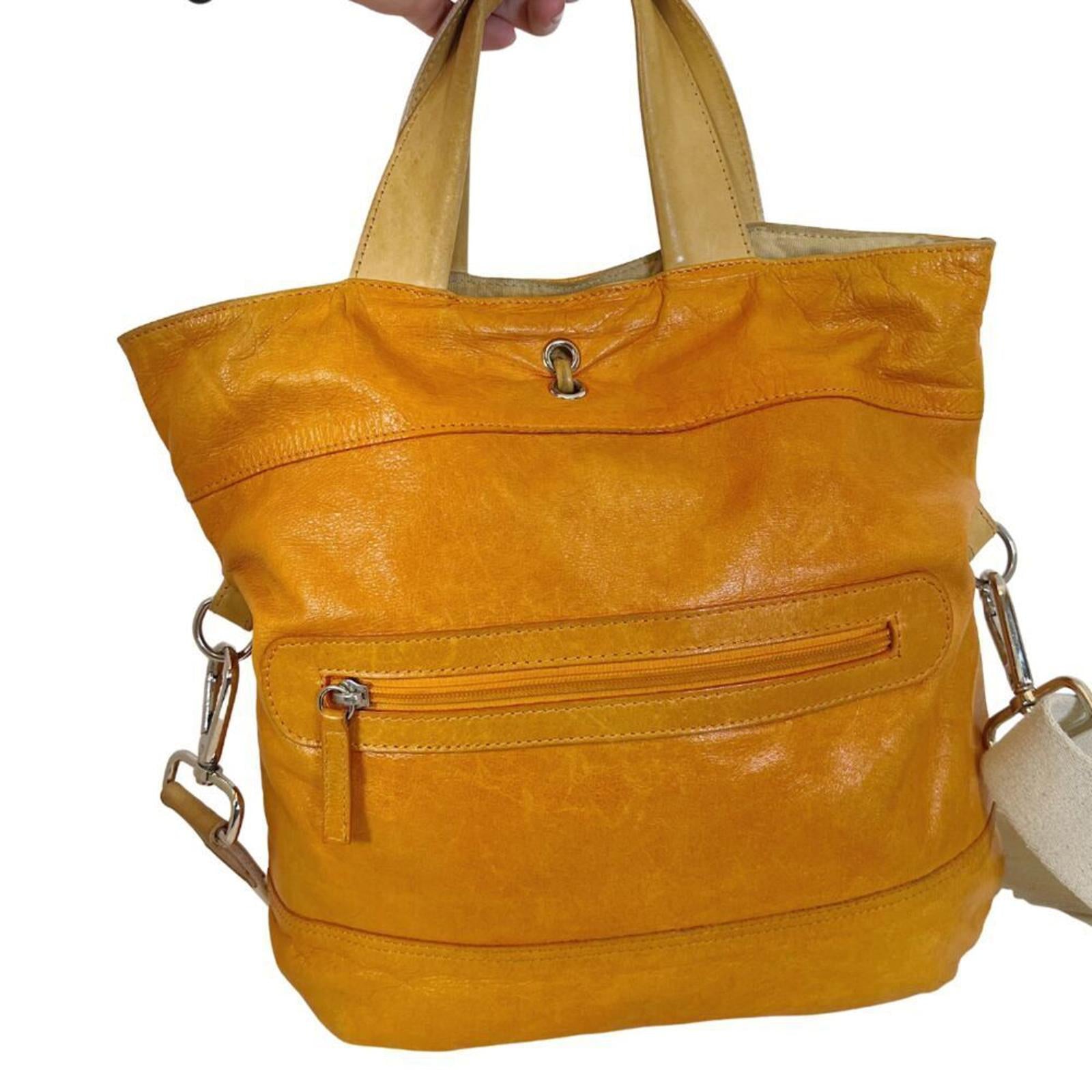Maurizio Taiuti Italian Orange Leather Handbag Crossbody Purse