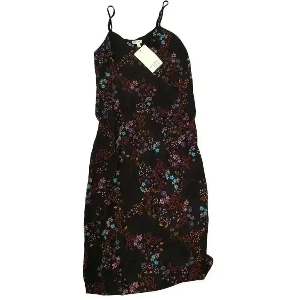 NWT Love, Fire Black Floral Midi Dress Chiffon Women's Size S