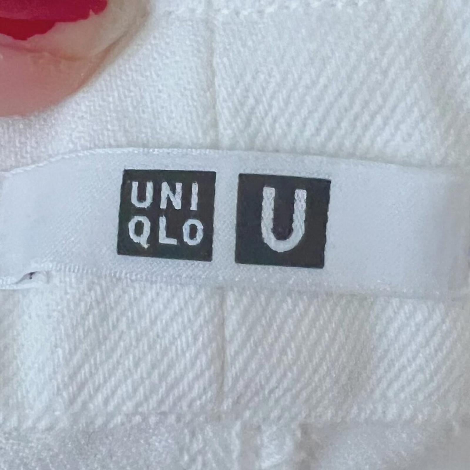 Uniqlo White Denim Pencil Skirt Knee Length Women's Size 10