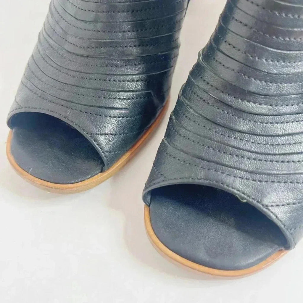 Paul Green Cayanne Black Leather Heeled Sandal Women's Size 7 UK 9.5 US
