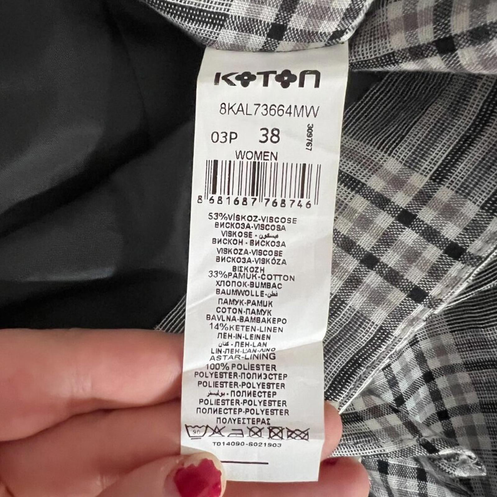 Ole by Koton Black and White Plaid Wrap Skirt Women's Size 8