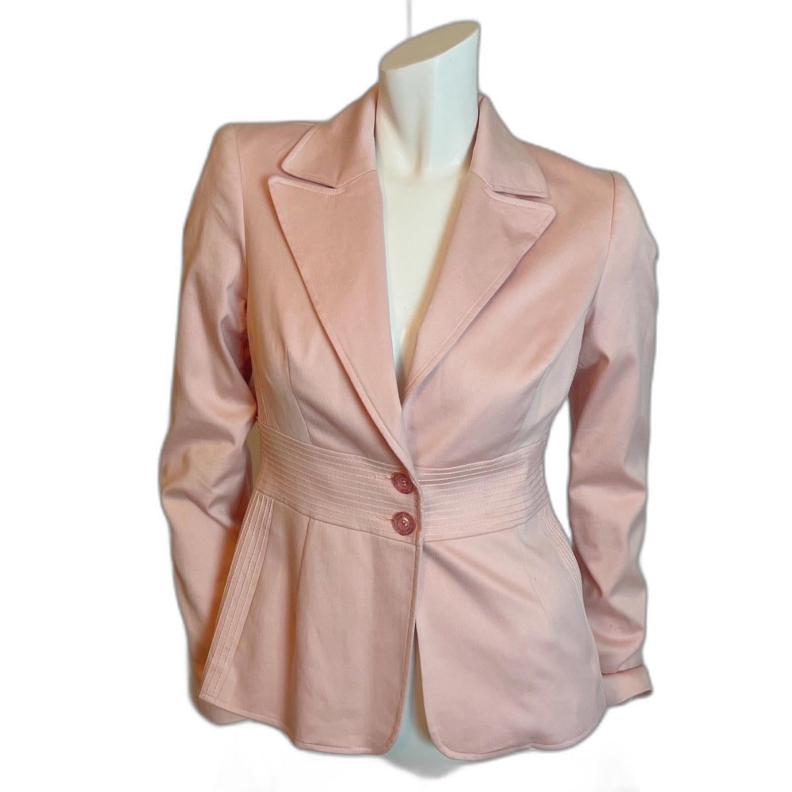 Vintage Bebe Baby Pink Light Pink Fitted Blazer Office Siren Ballet Core Size 6
