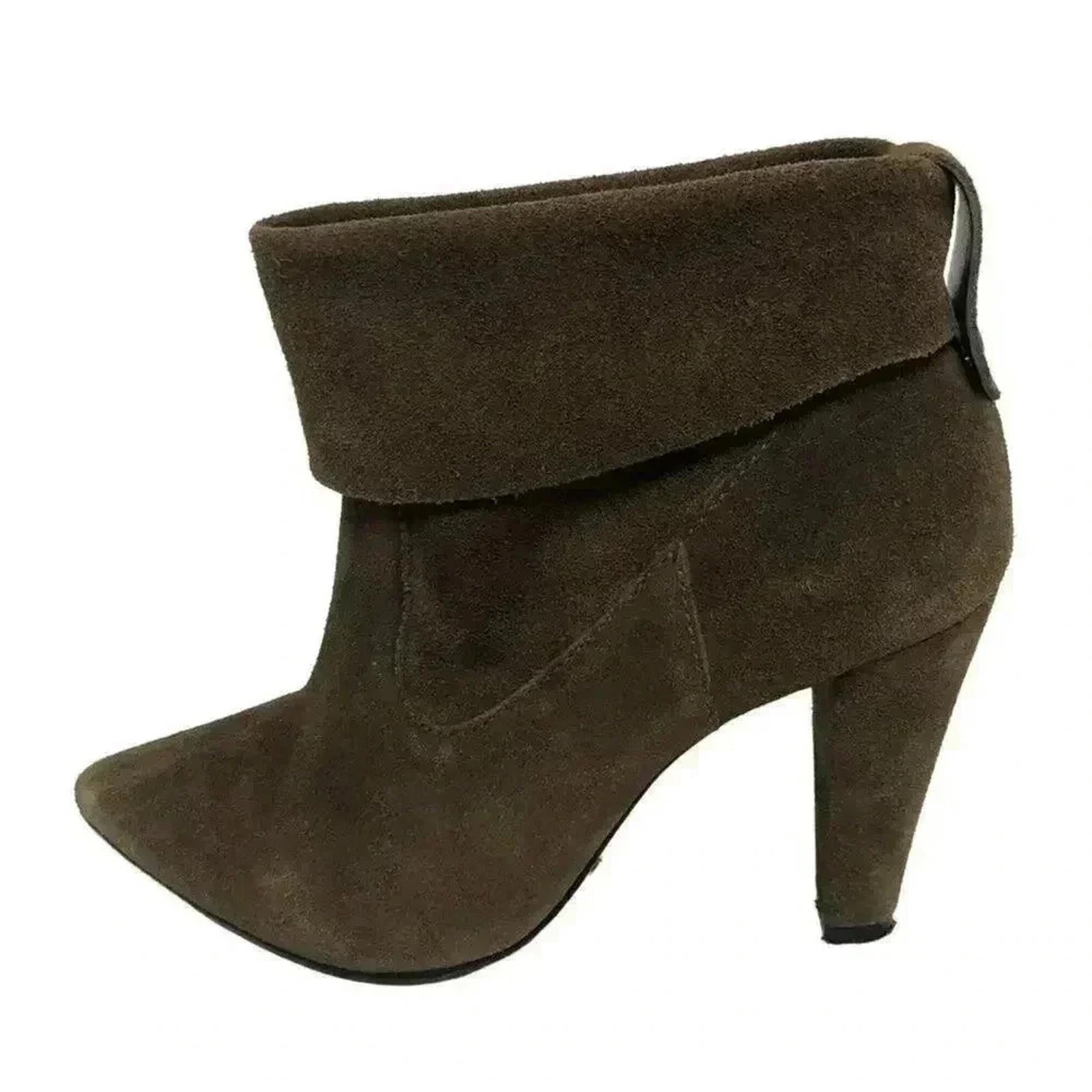 Schutz Brown Suede Heeled Foldover Heeled Booties Ankle Boots Women's Size 9