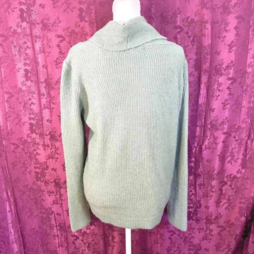 Tahari Green Cowl Neck Sweater Mock Neck Knit Women's Size L
