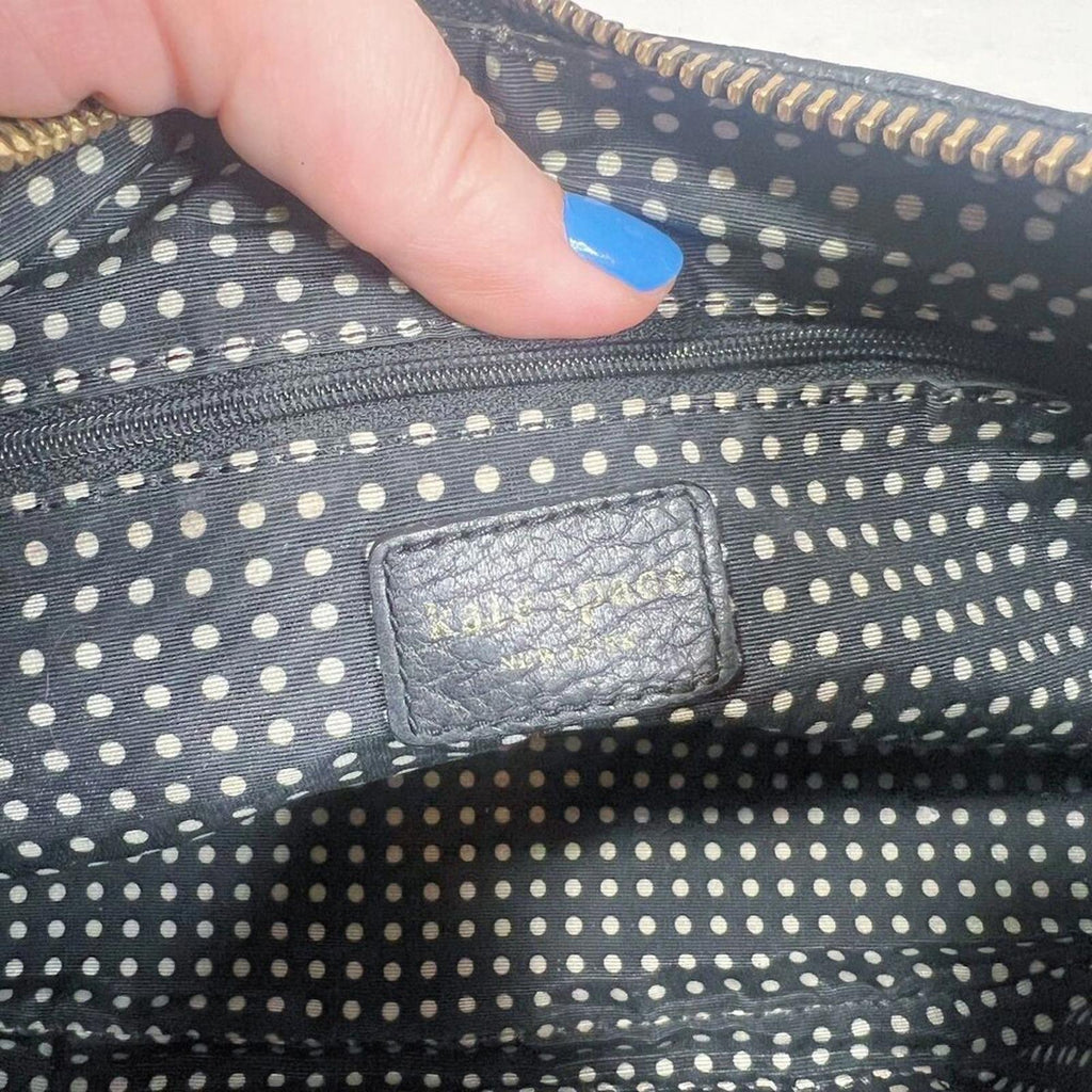 Kate Spade New York Black Pebbled Leather Crossbody Bag Tassel Purse
