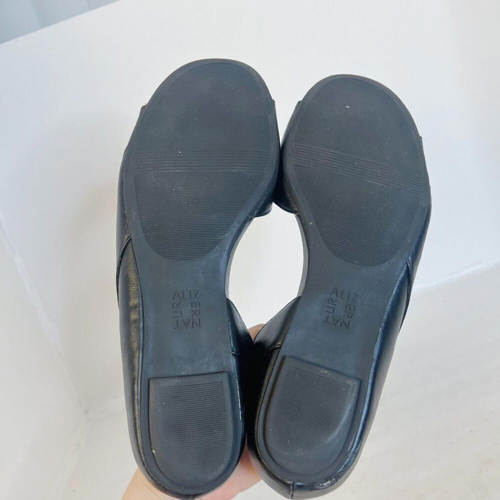 Naturalizer Roma Black Leather D'Orsay Open Toed Flat Women's Size 10