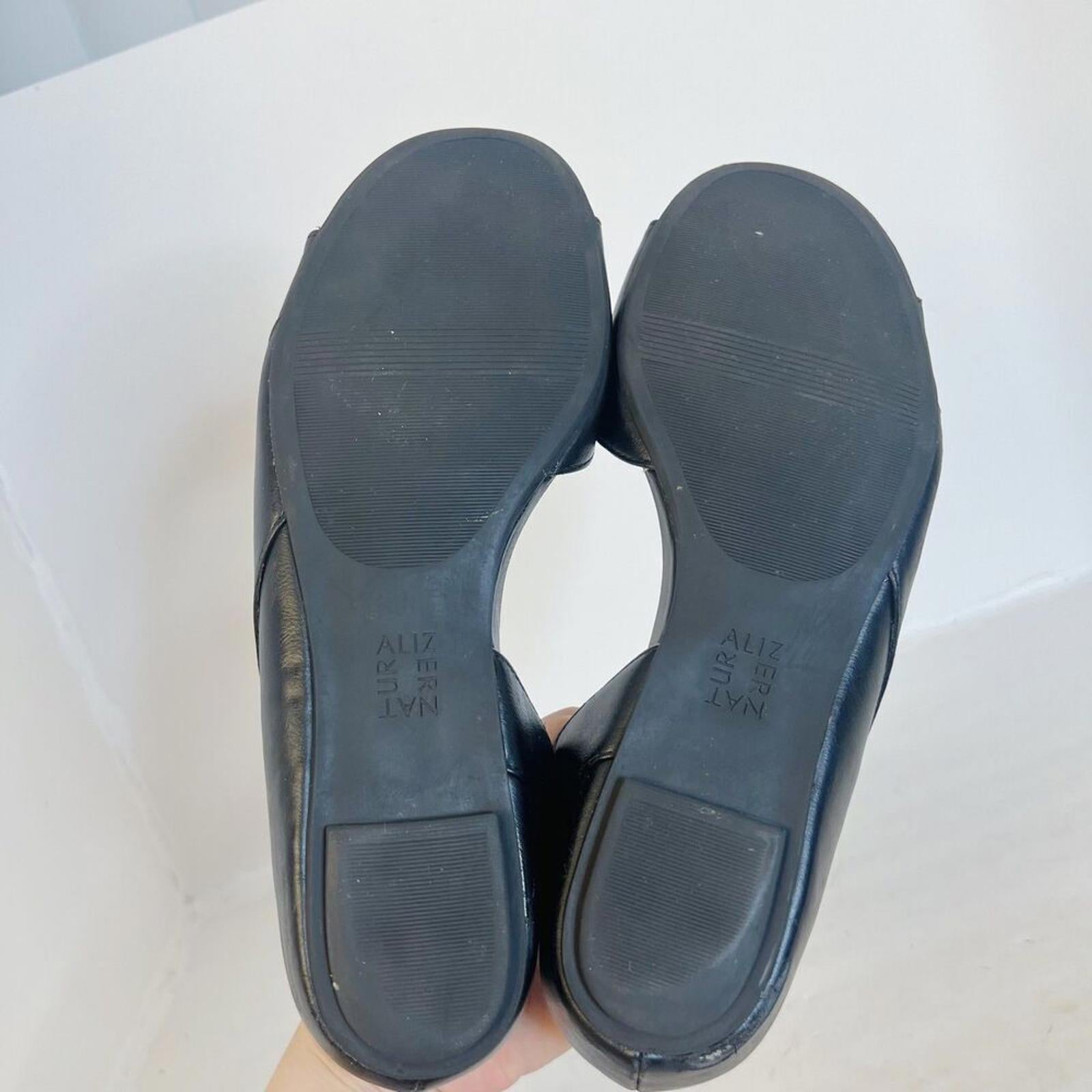 Naturalizer Roma Black Leather D'Orsay Open Toed Flat Women's Size 10