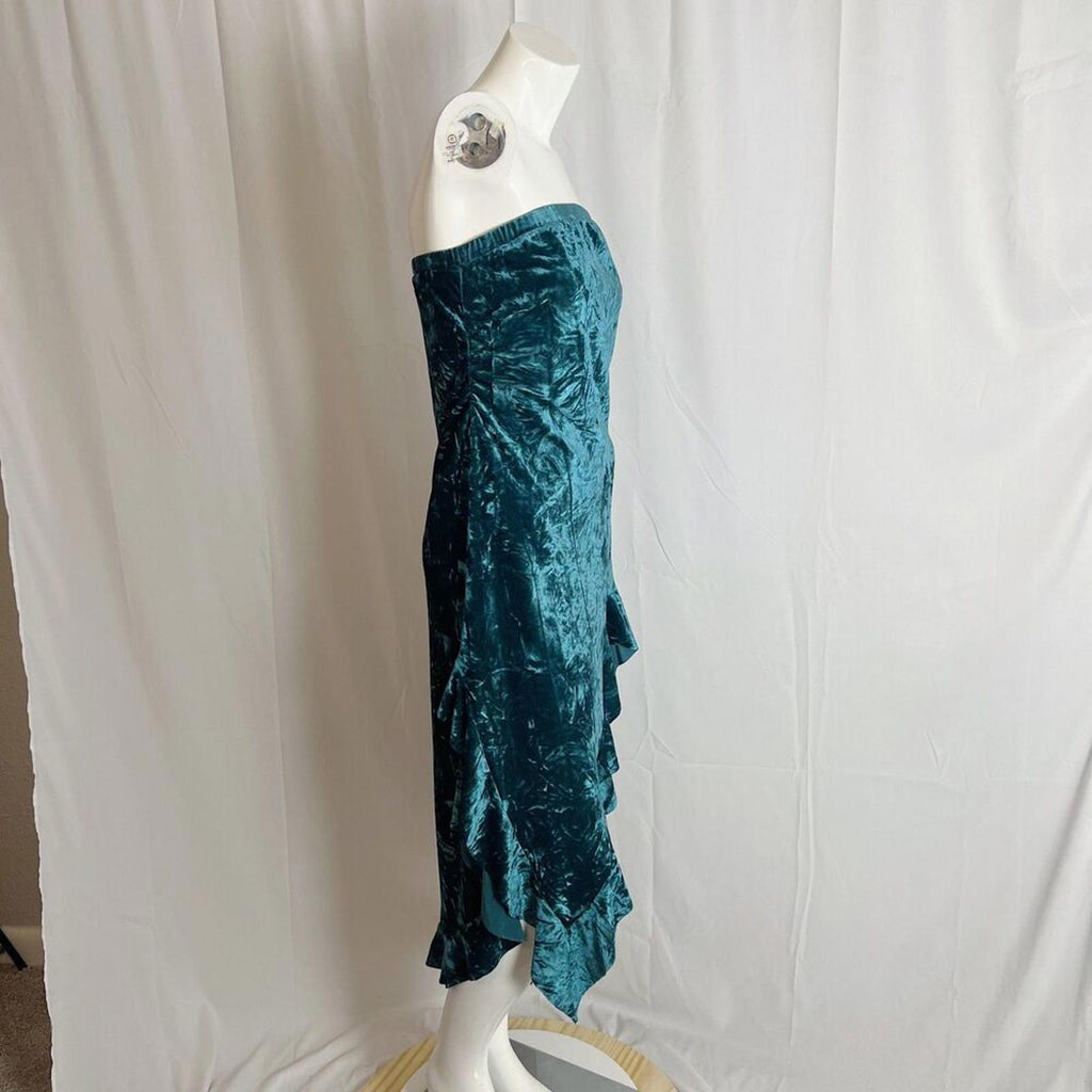 Silence + Noise Luna Velvet Strapless Dress in Emerald Whimsigoth Fairy Size L