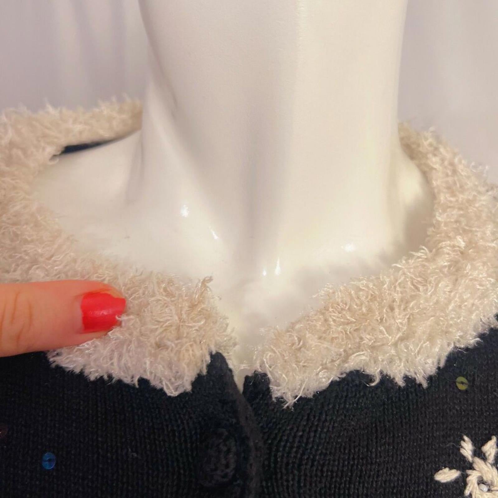 Vintage Arriviste Santa Cardigan Christmas Ugly Sweater Women's Size M