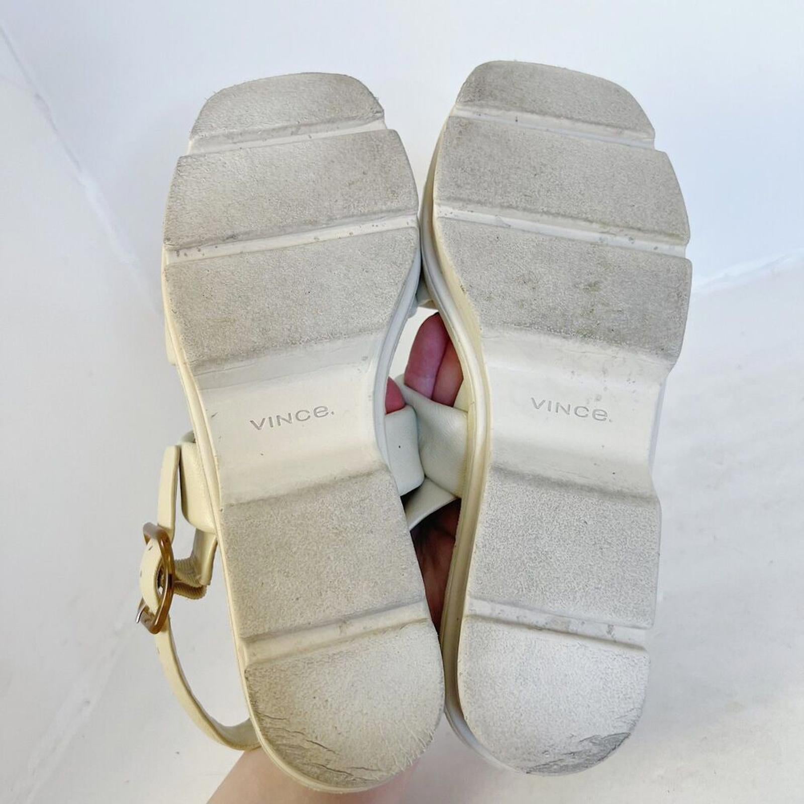 Vince Bowie Lug Sole Sandal in Moonlight White Leather Puffy Women's Size 9