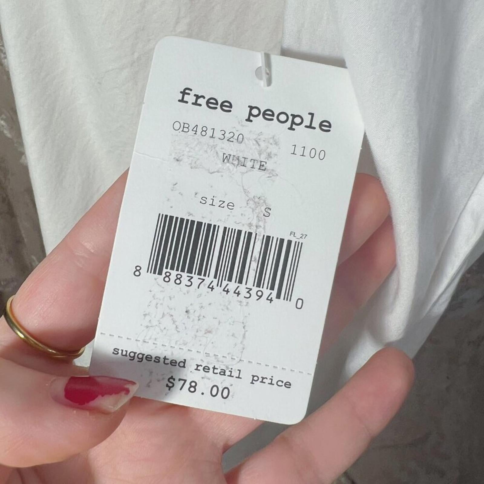 NWT Free People Show Me Some Shoulder Off Shoulder White Cotton Blouse Size S