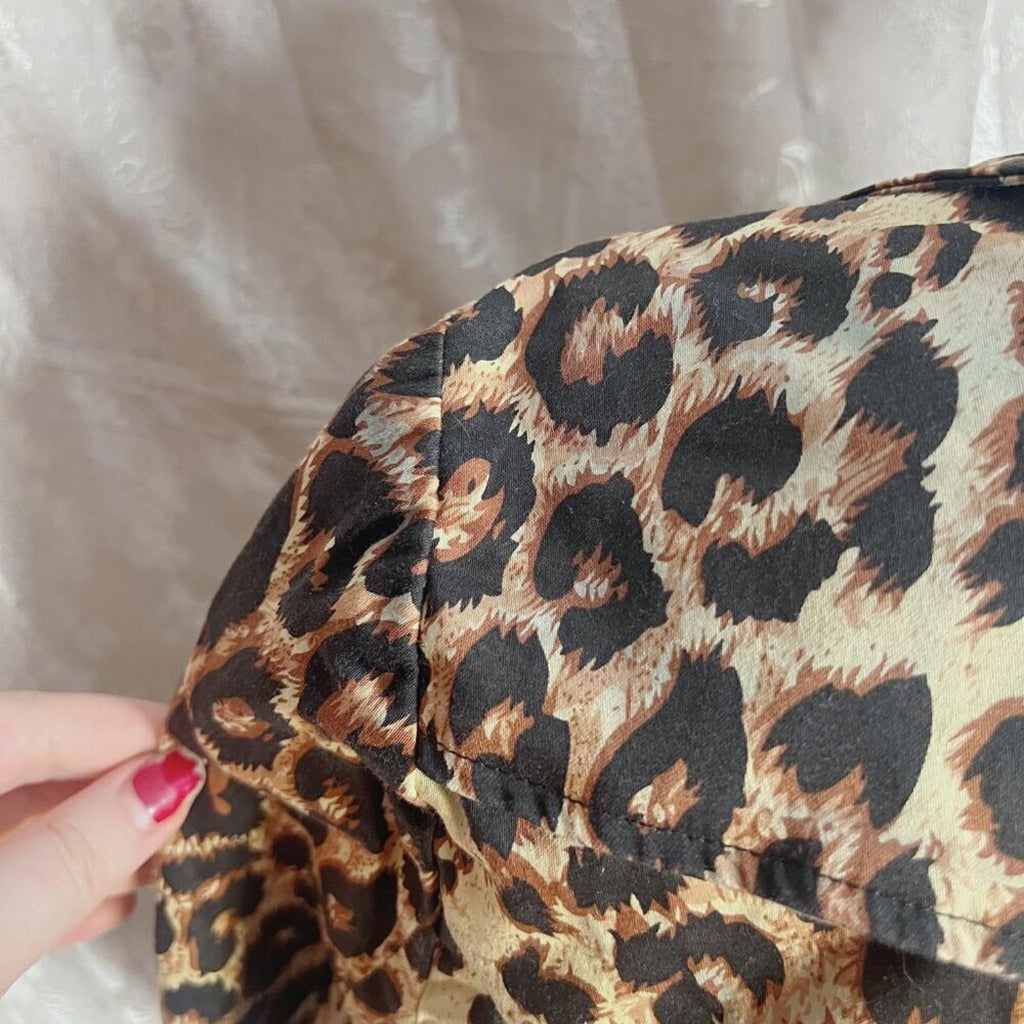 Vertigo Paris Leopard Print Trench Coat Jacket Animal Print Women's Size M