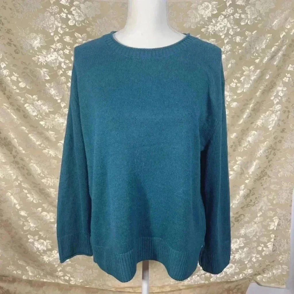 Ella Moss Teal Green Blue Crewneck Sweater Knit Women's Size M