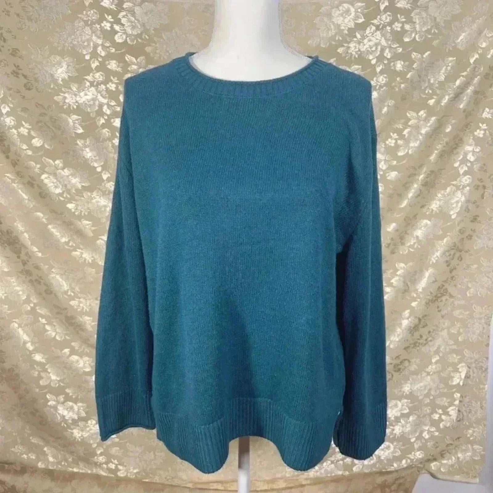 Ella Moss Teal Green Blue Crewneck Sweater Knit Women's Size M