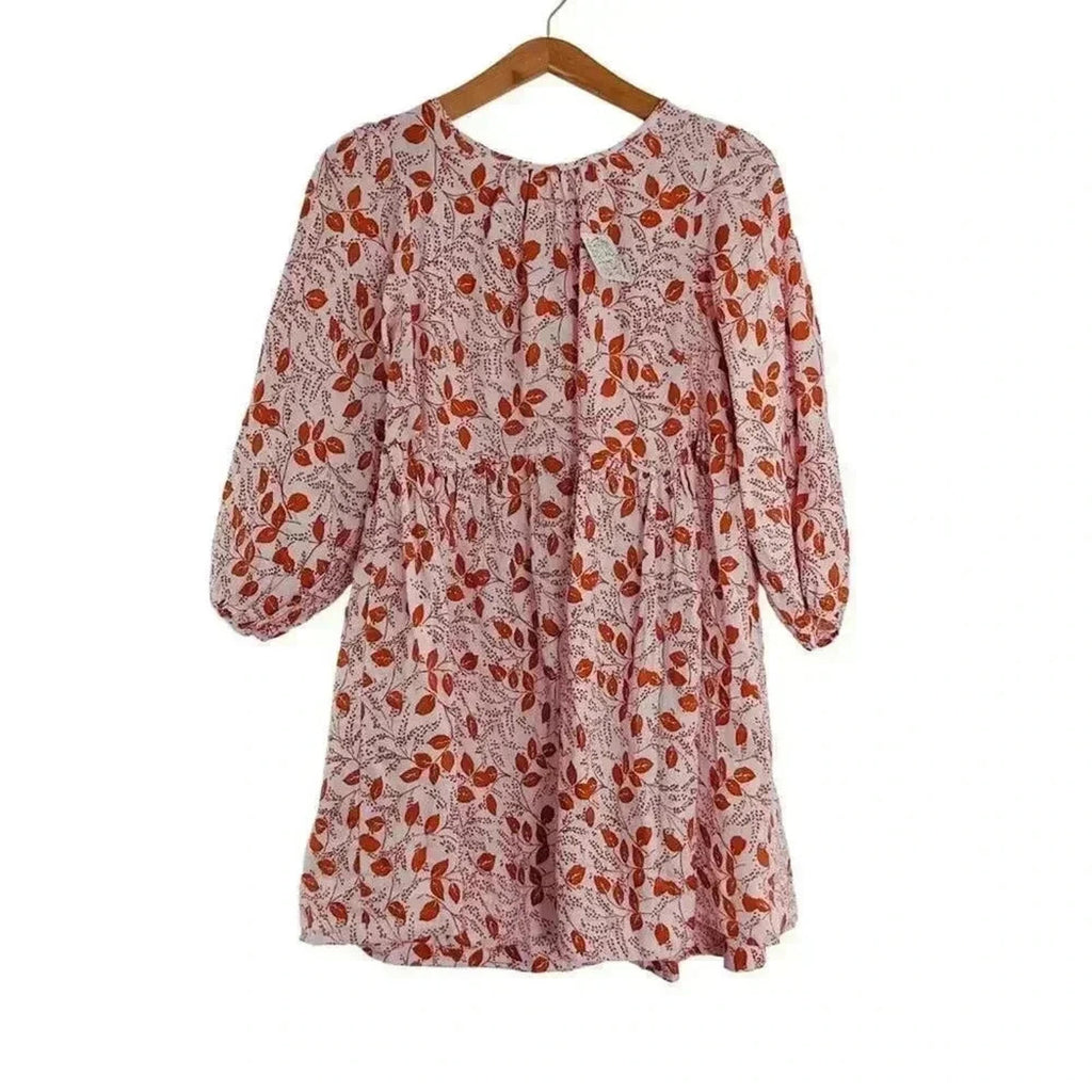 NWT Free People Paper Hearts Light Pink Floral Babydoll Dress Boho Size S