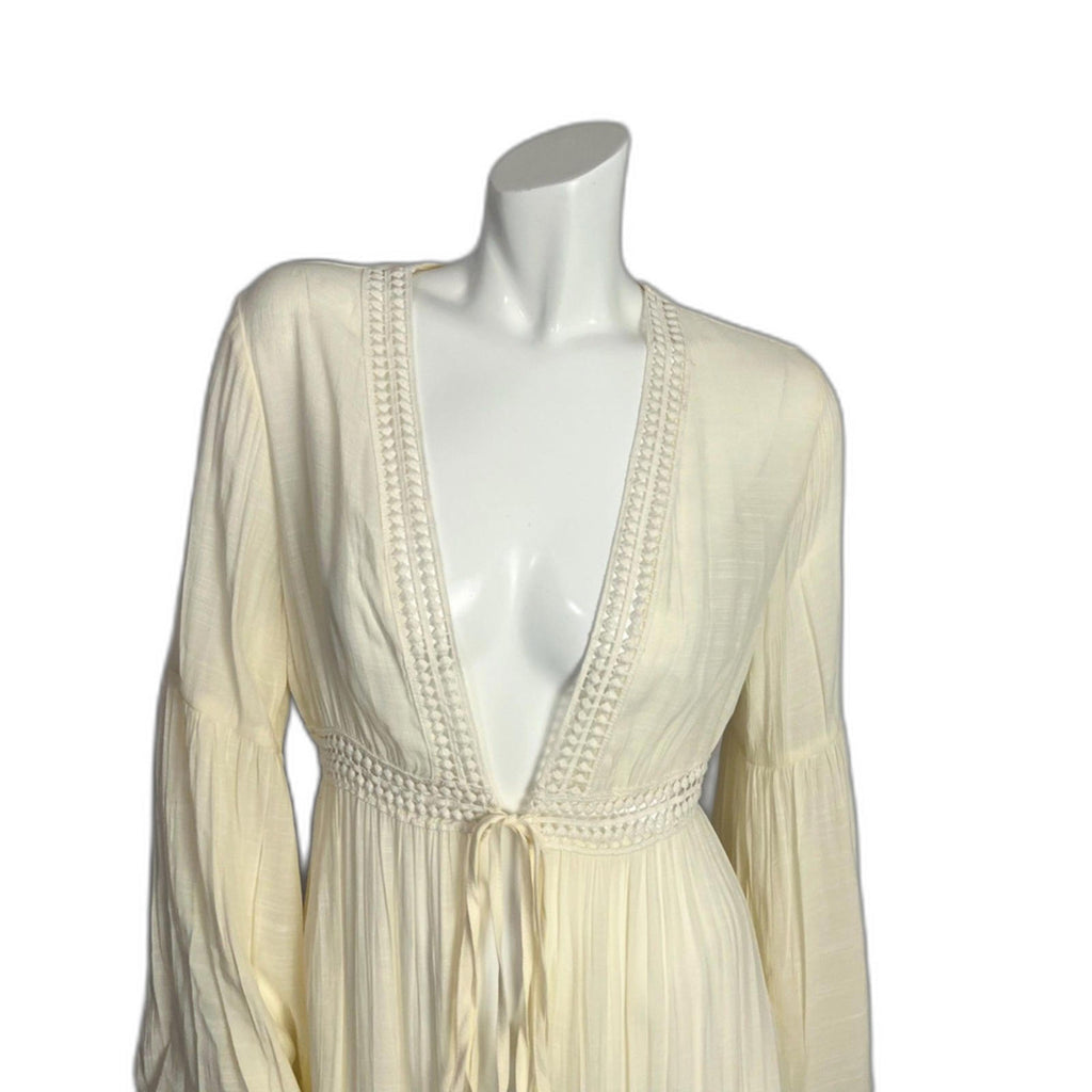 Cream Gauze Lace Duster Cardigan Coverup Boho Chic Coachella