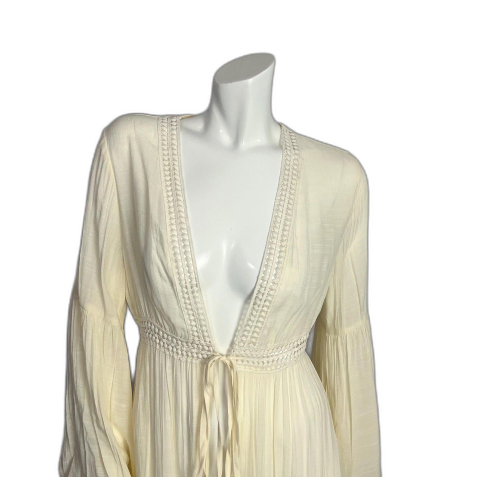 Cream Gauze Lace Duster Cardigan Coverup Boho Chic Coachella