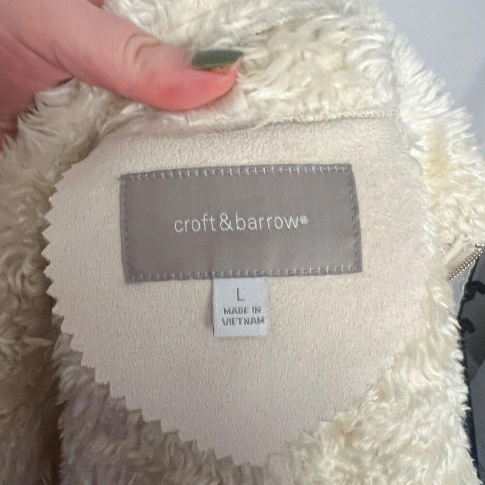 Croft & Barrow Cream Faux Suede Pennylane Jacket Faux Shearling Women's Size L