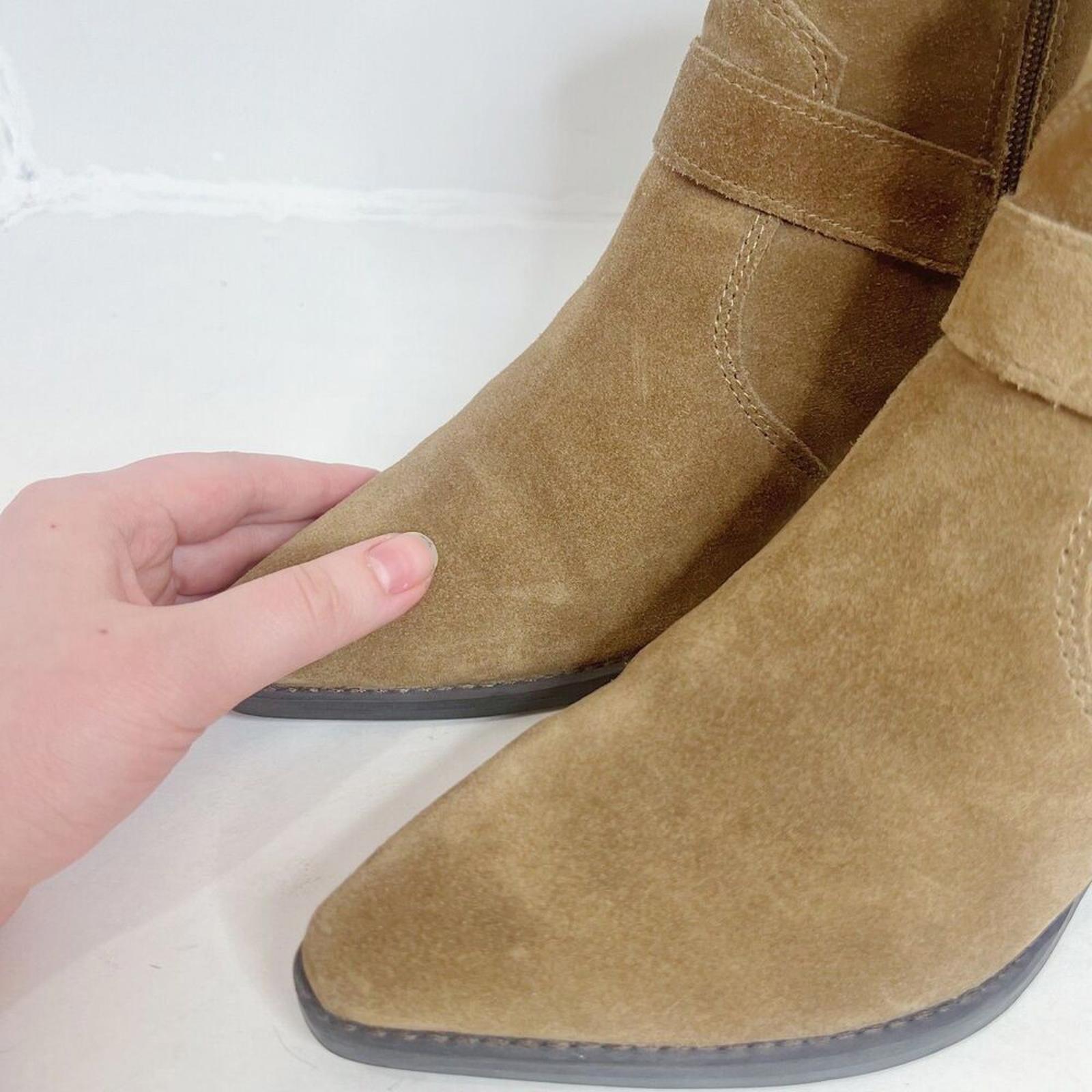 Marc Fisher Halie Tan Suede Booties Leather Ankle Boots Western Size 9