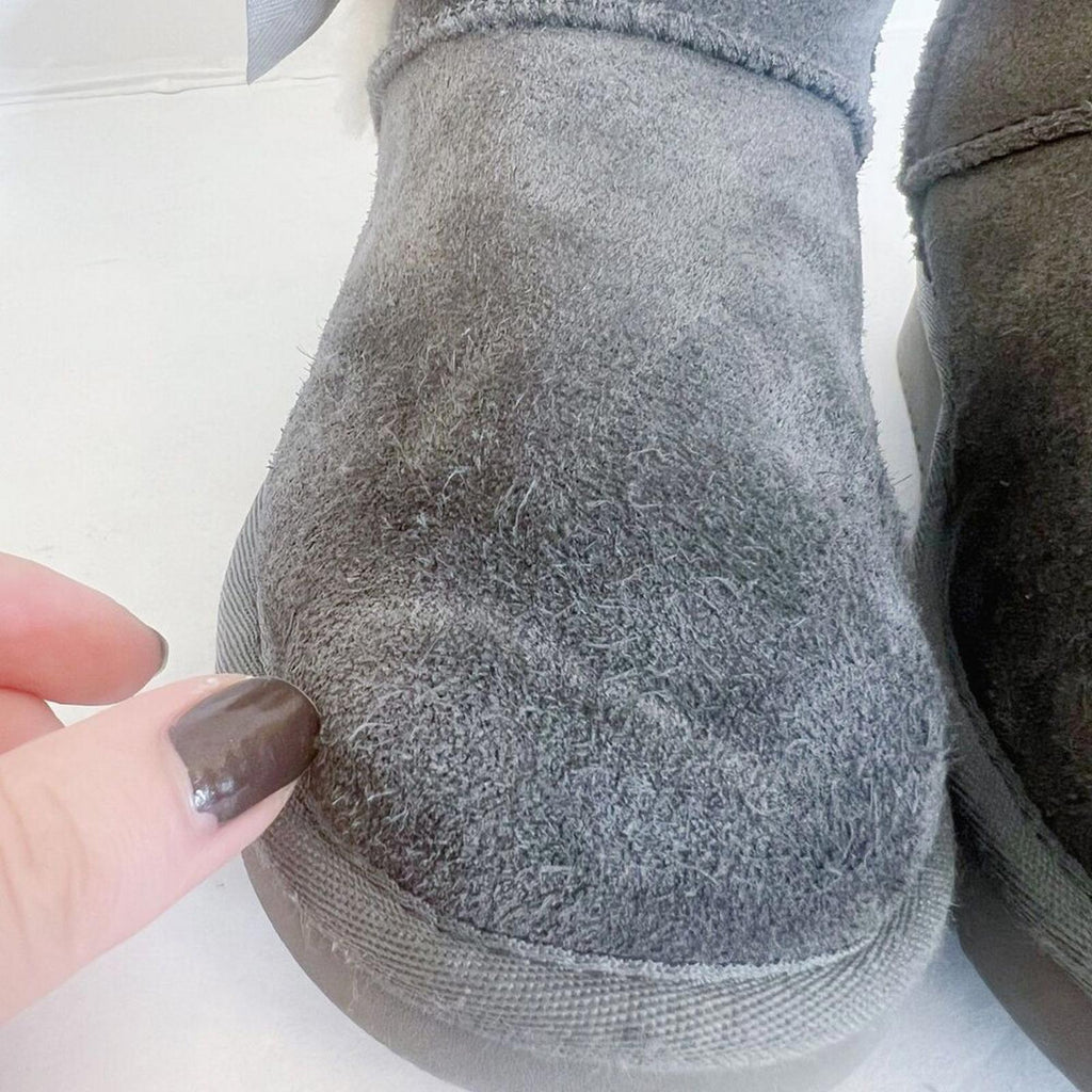 Koolaburra by Ugg Women's Victoria' Boots Grey Bow Shearling Coquette Size 5