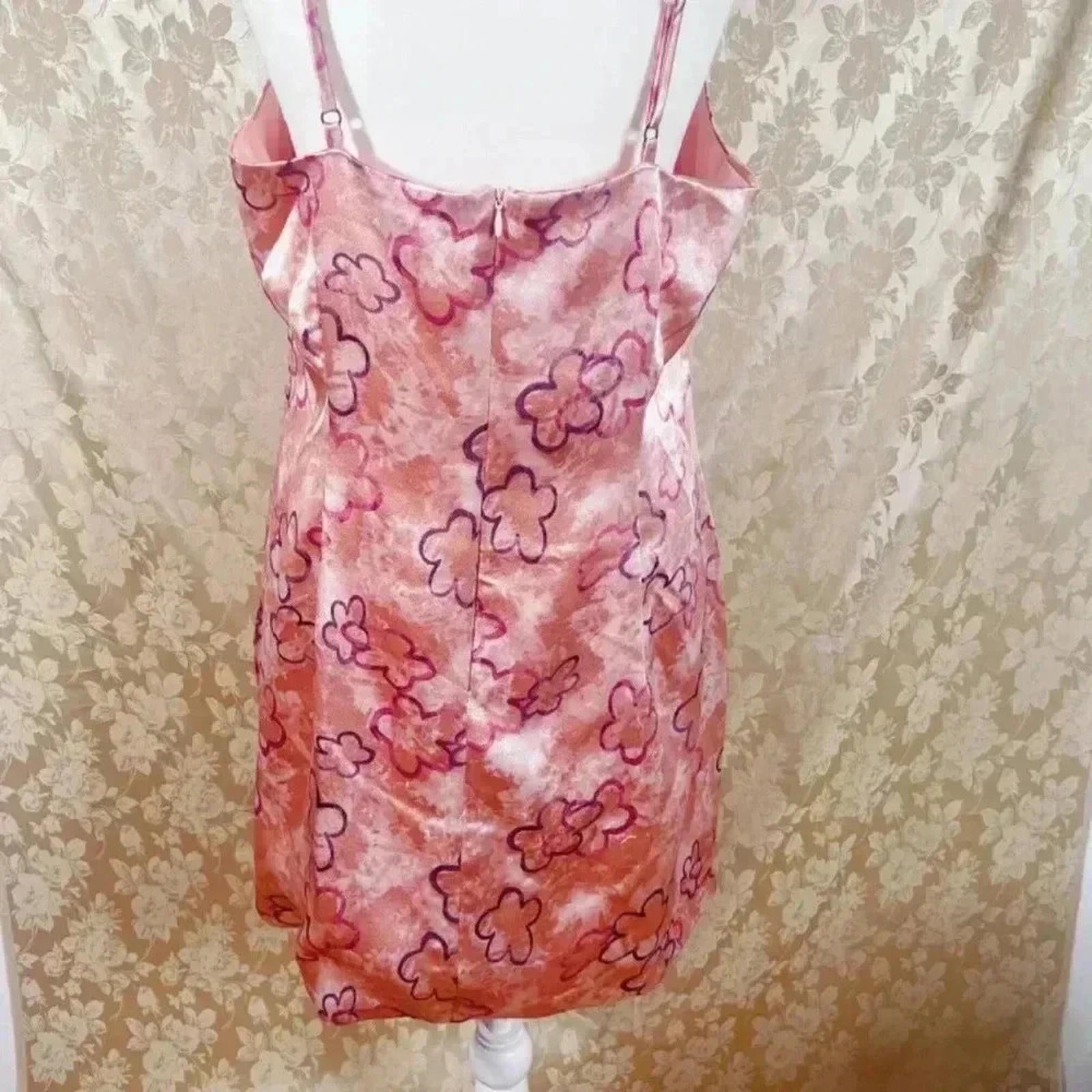Wild Fable Light Pink Floral Design Satin Sheath Dress Women's Size L
