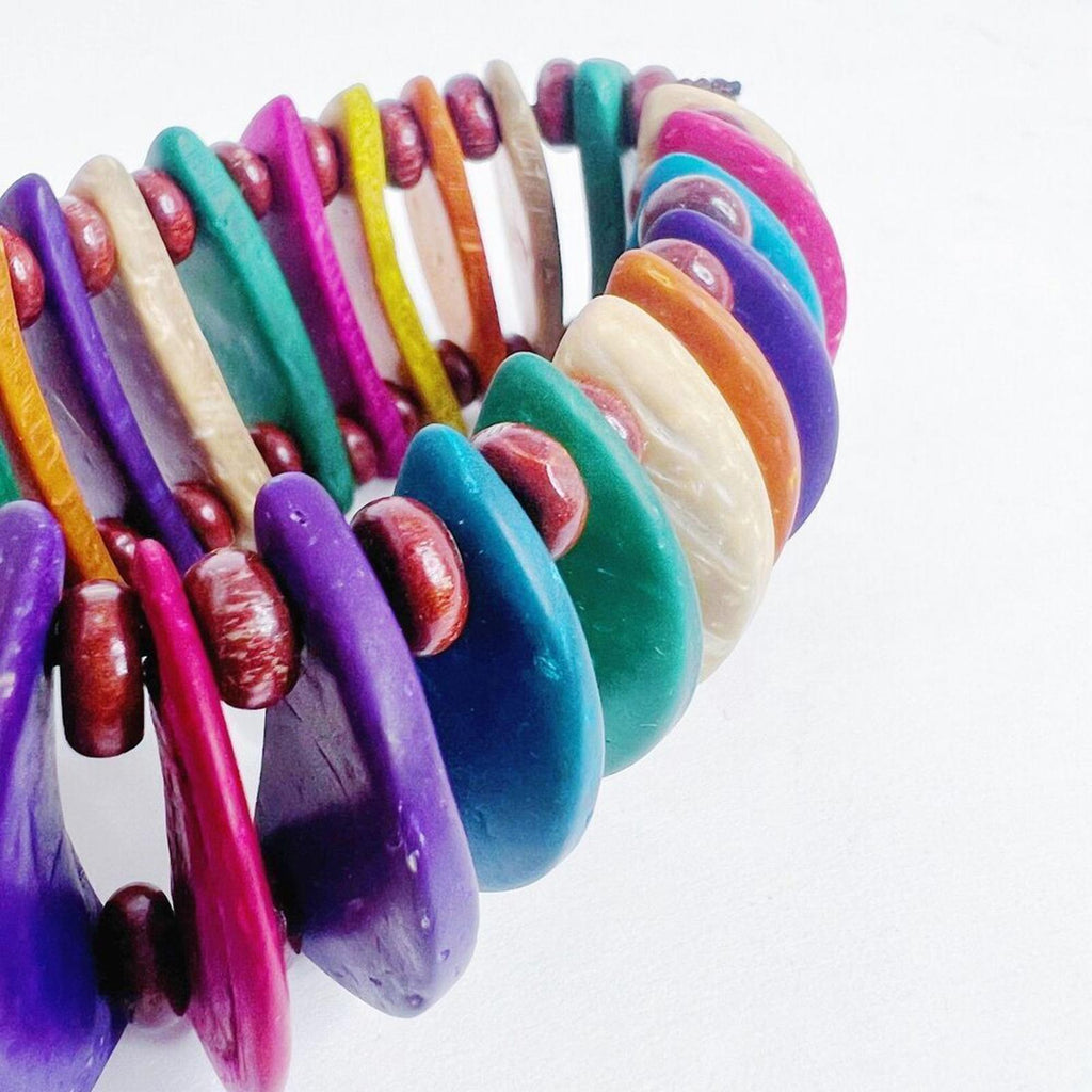 Colorful Coconut Shell Bracelet Rainbow Multicolored Vacation Summer Ibiza