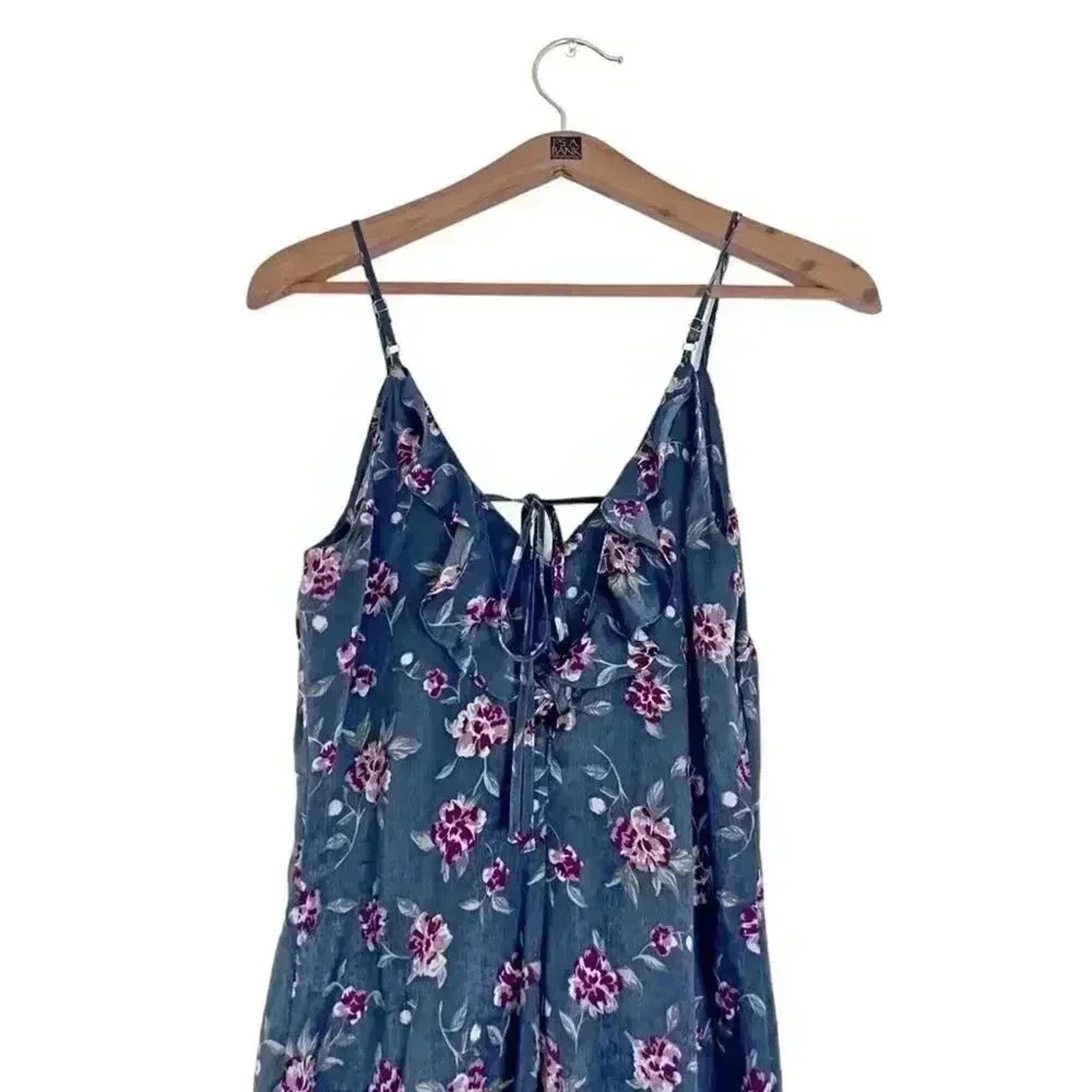 Honey Belle Grey and Pink Floral Satin Jumpsuit Women's Size M