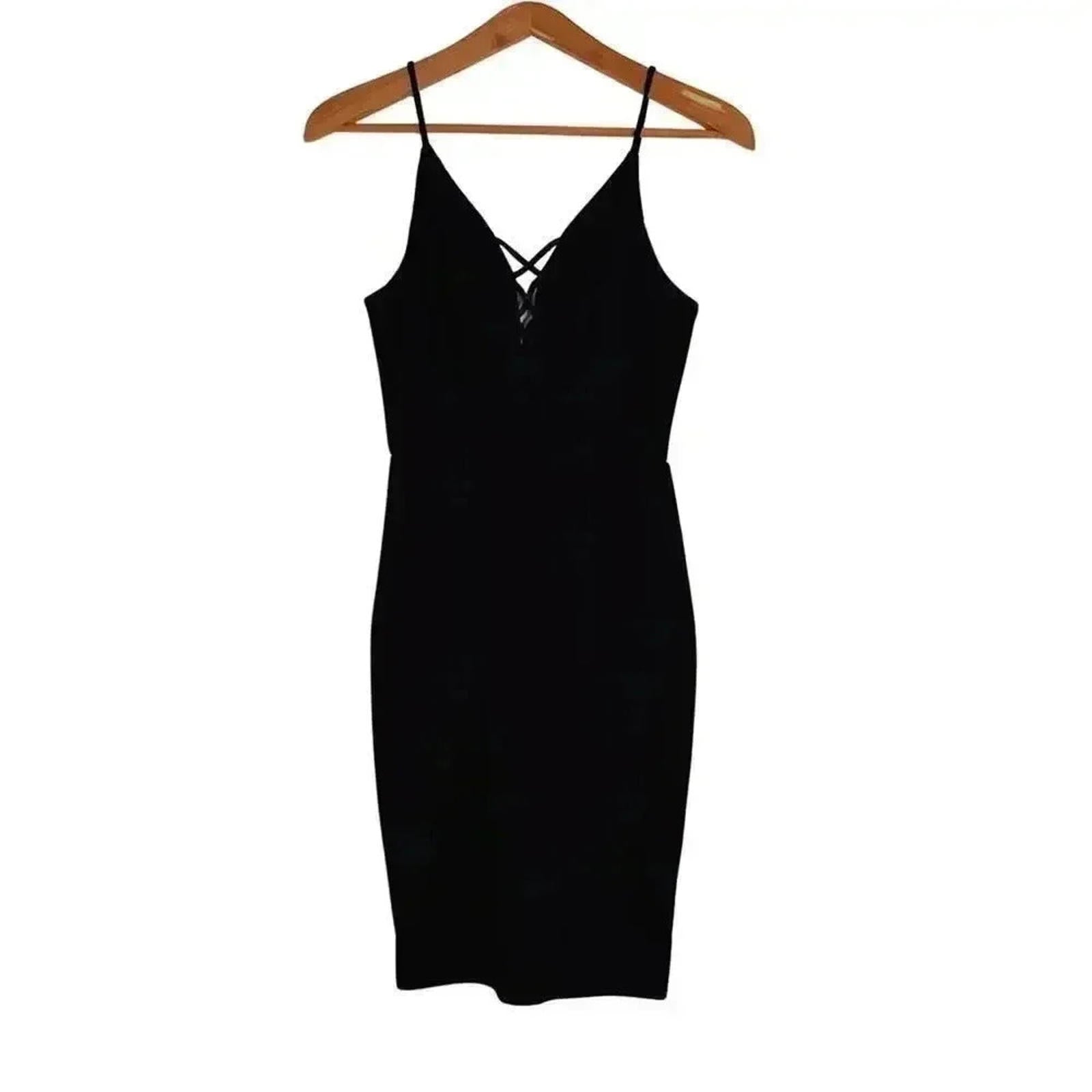 NWOT Soprano Lace Up Black Bodycon Dress Cocktail Formal LBD Women's Size S