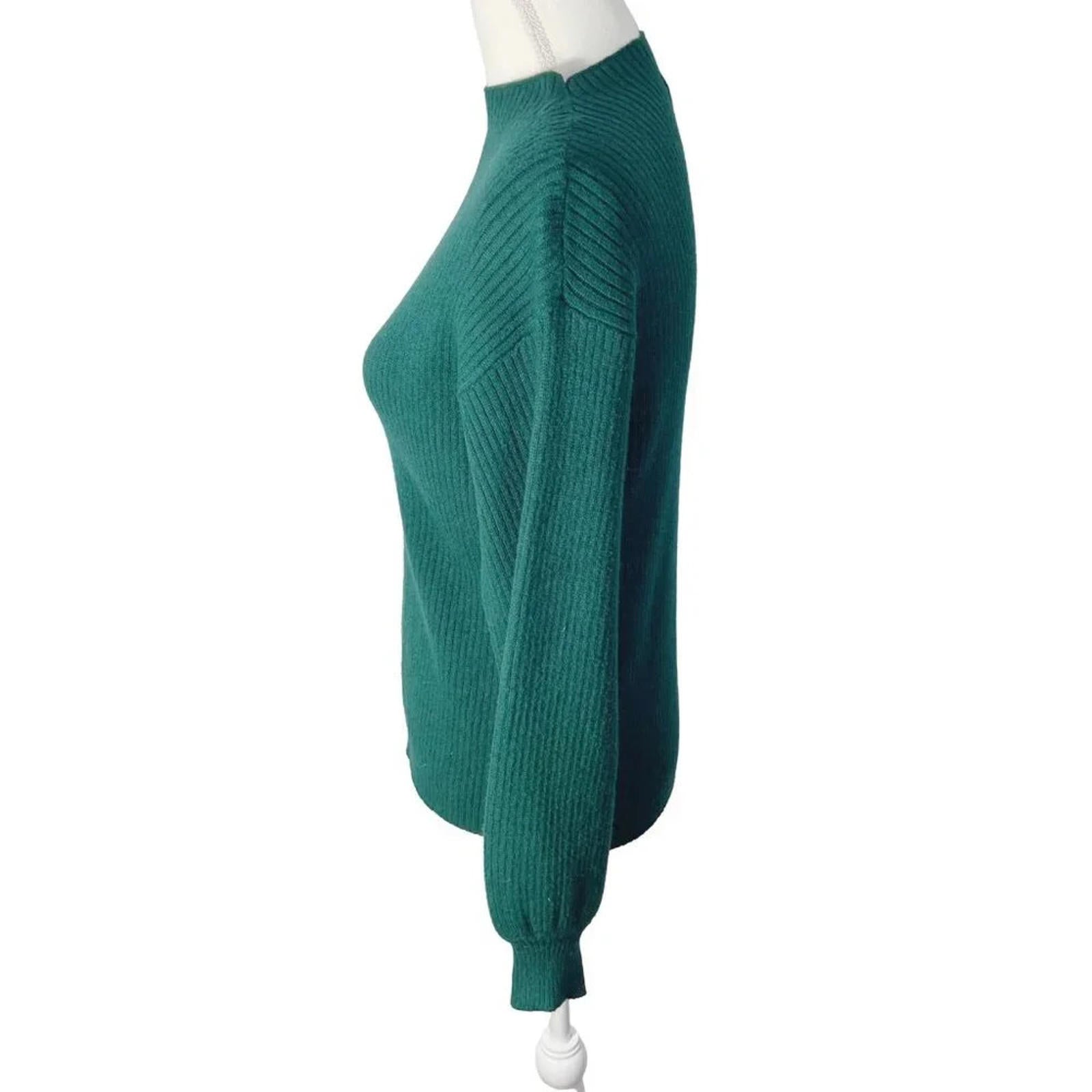 Anthropologie Green Ribbed Mock Neck Sweater Women's Size XS
