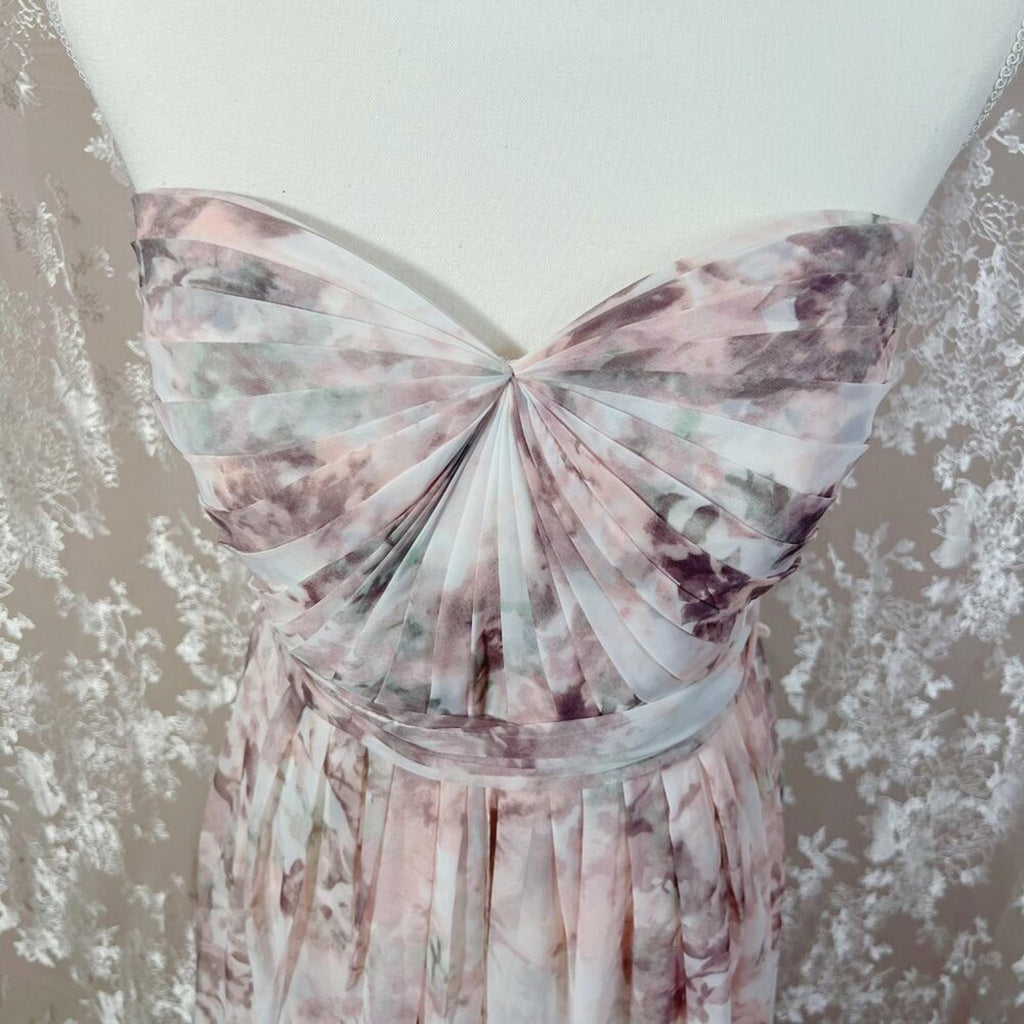 Jenny Yoo Collection Nyla Convertible Bridesmaid Dress Pink Floral Size 4
