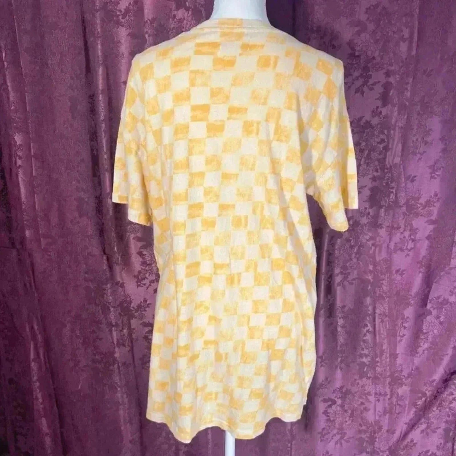 Urban Outfitters Yellow Checkerboard T Shirt Dress With Butterfly Women's Size S