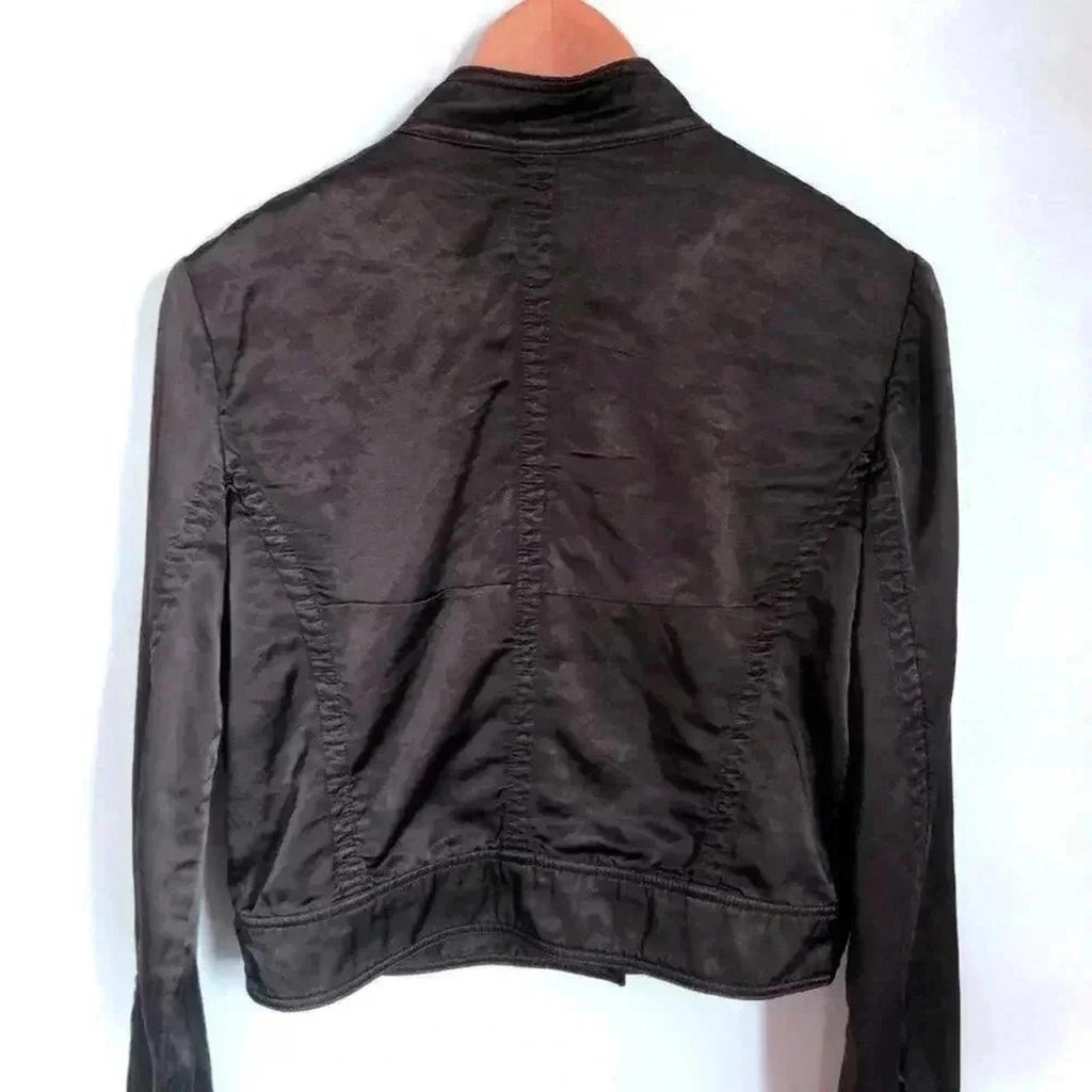 Club Monaco Brown Satin Moto Jacket Women's Size M