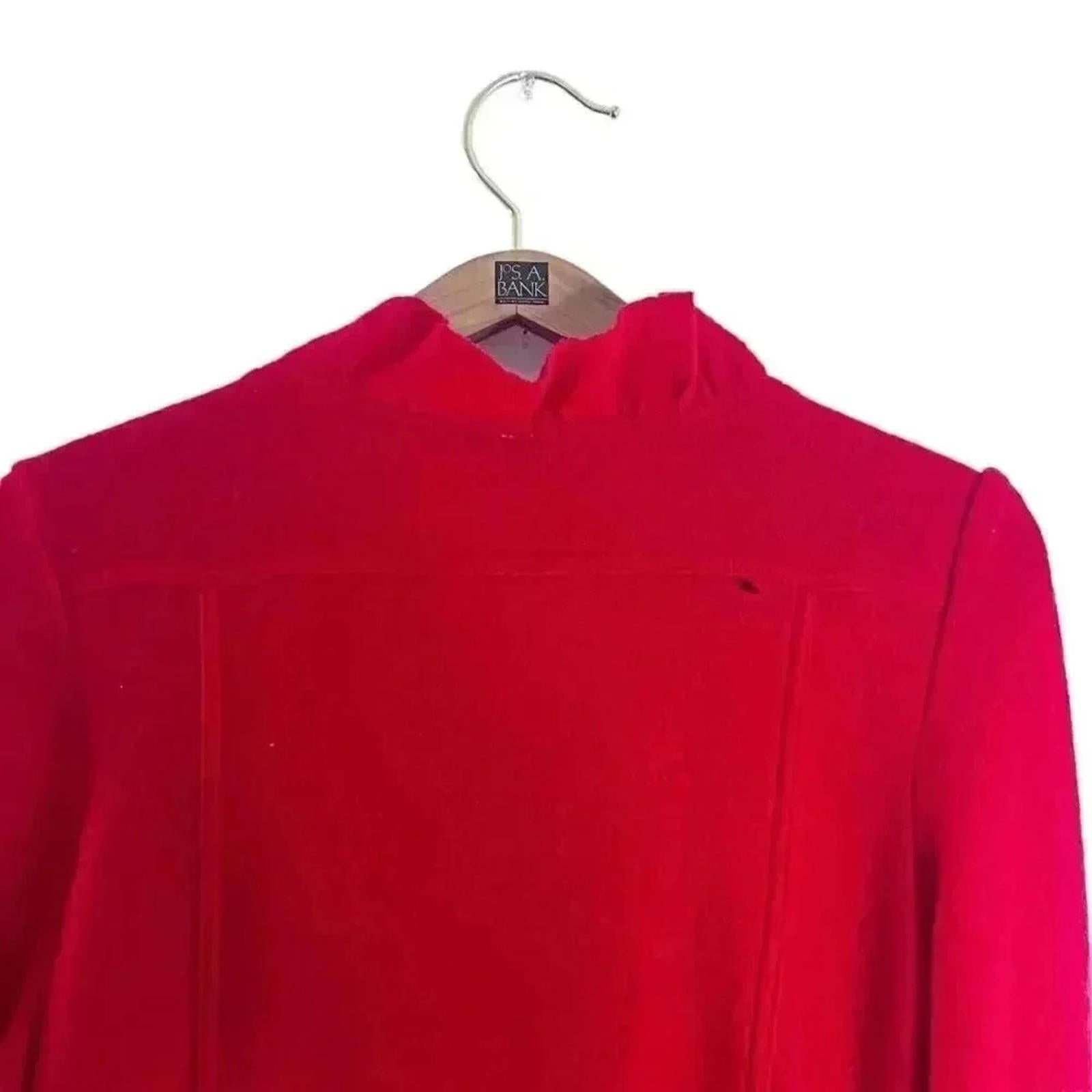 Madison Wool Red Ruffled Jacket Trench Coat Women's Size L