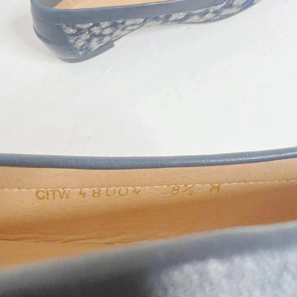 Like New Stuart Weitzman Blue Leather and Gold Glitter Loafer Flats Size 8.5